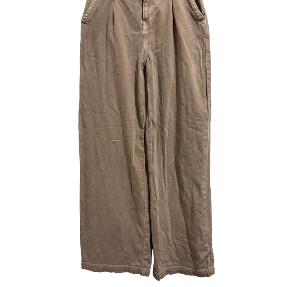 American Eagle Wide Leg Pants Khaki Pleated High Rise Boho Utility Preppy 00 - Picture 9 of 11